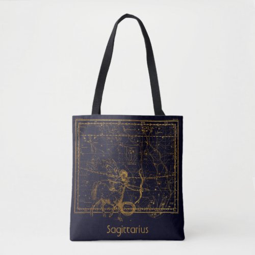 Vintage Blue Sagittarius Zodiac Astrology Sign Tote Bag