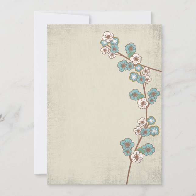 Vintage blue sakura flowers Invitation (Front)