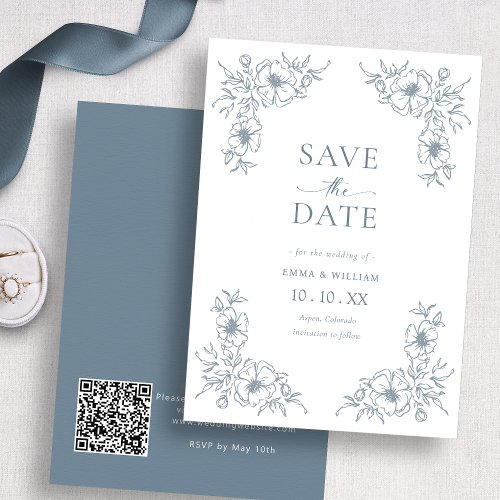 Vintage Blue Save The Date