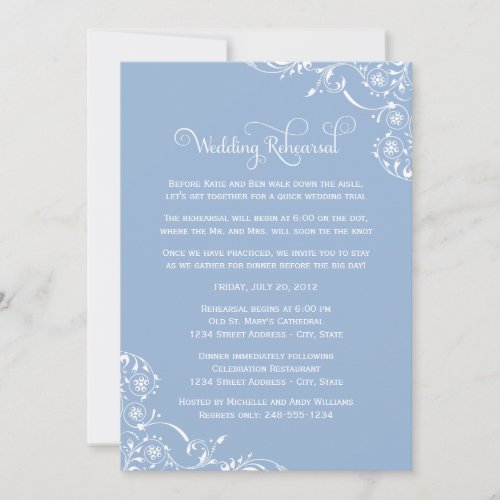 Wedding Rehearsal and Dinner Invitations | Blue