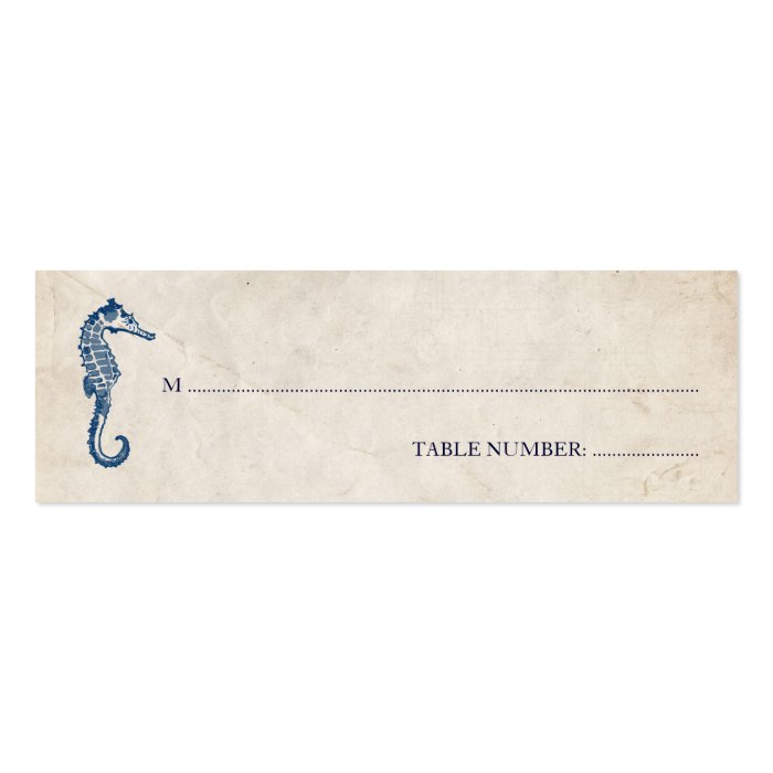 Vintage Blue Seahorse Seating Card Business Card Template