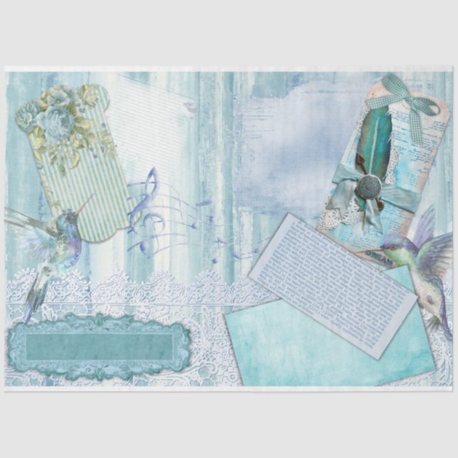Vintage Blue Series Design 9 Tissue Paper (Front)