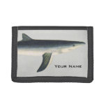 Vintage Blue Shark, Aquatic Ocean Marine Life Trifold Wallet