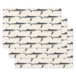 Vintage Blue Shark, Aquatic Ocean Marine Life Wrapping Paper Sheets
