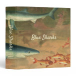 Vintage Blue Shark Eating Fish, Marine Life 3 Ring Binder