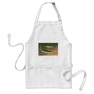 Vintage Blue Shark Eating Fish, Marine Life Adult Apron
