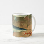 Vintage Blue Shark Eating Fish, Marine Life Coffee Mug