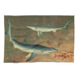 Vintage Blue Shark Eating Fish, Marine Life Kitchen Towel