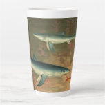Vintage Blue Shark Eating Fish, Marine Life Latte Mug