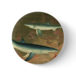Vintage Blue Shark Eating Fish, Marine Life Pinback Button
