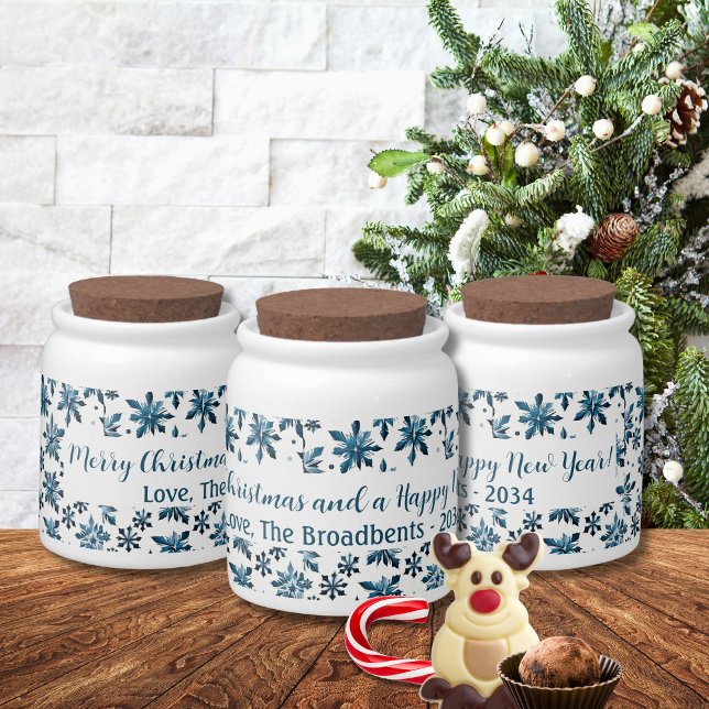 Vintage Blue Snowflakes Christmas Candy Jar (Creator Uploaded)