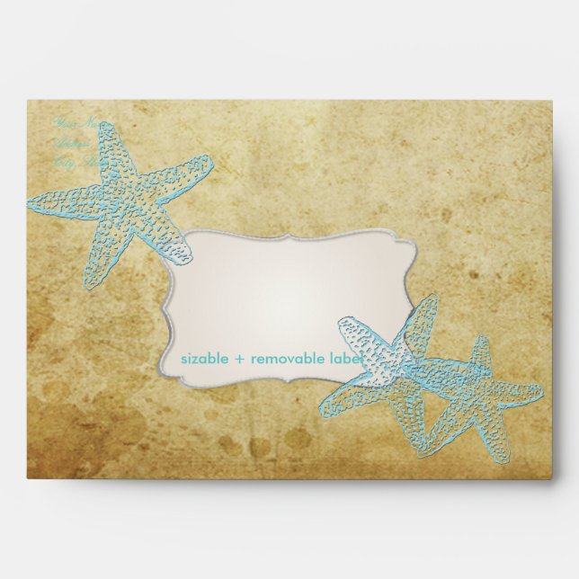 VINTAGE BLUE STARFISH WEDDING INVITATIONS ENVELOPE (Front)