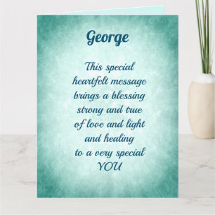 Vintage Blue stars Add Name Get Well Card