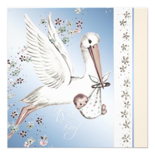 Vintage Stork Baby Shower Invitations 7