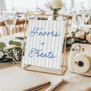 Vintage Blue Stripe Favors and Treats Sign