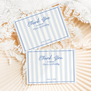 Vintage Blue Stripe Lobster 1st Birthday Thank You Card