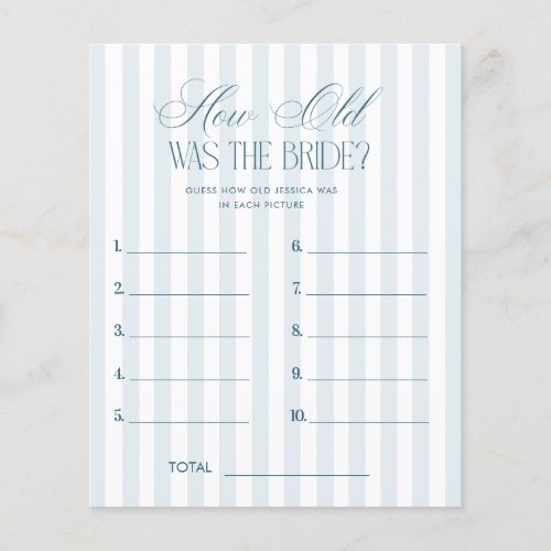 Vintage Blue Stripes How Old Was The Bride Game
