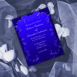Vintage Blue Stylish Wedding Invitation