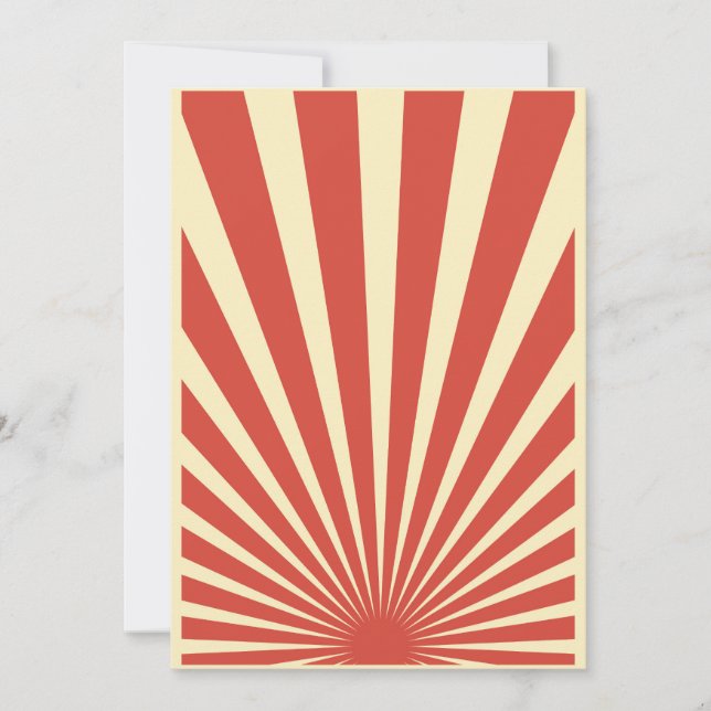 Vintage blue sunburst posters invitation (Front)