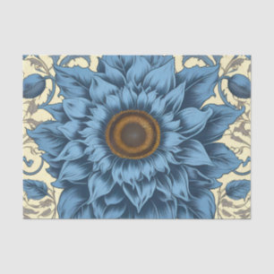 Vintage blue sunflowers art tissue paper