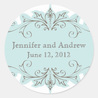 Vintage Blue Swirls Wedding Favour Stickers