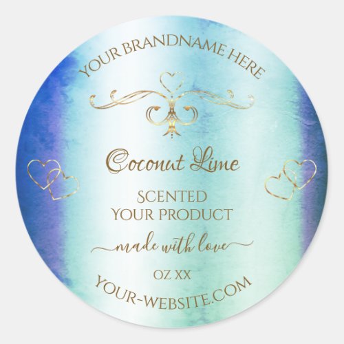 Vintage Blue Teal Marble Gold Ornate Product Label
