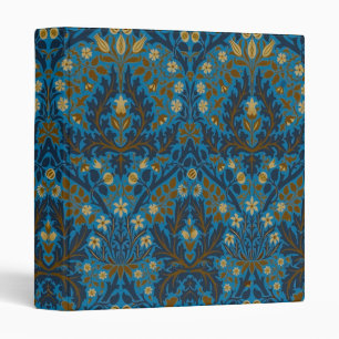 Vintage Blue Teal William Morris Autumn Flowers 3 Ring Binder