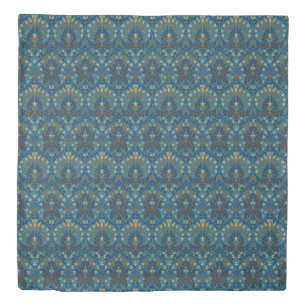 Vintage Blue Teal William Morris Autumn Flowers Duvet Cover