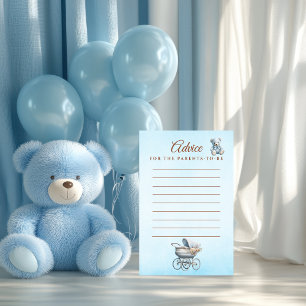 Vintage Blue Teddy Carriage Elegant Advice Card Flyer
