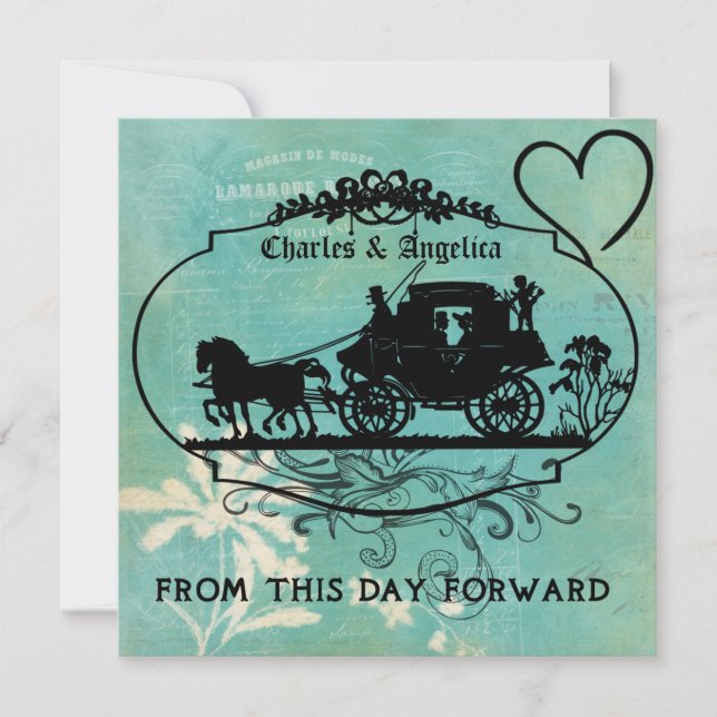 Vintage Blue This Day Forward Wedding Invitation (Front)