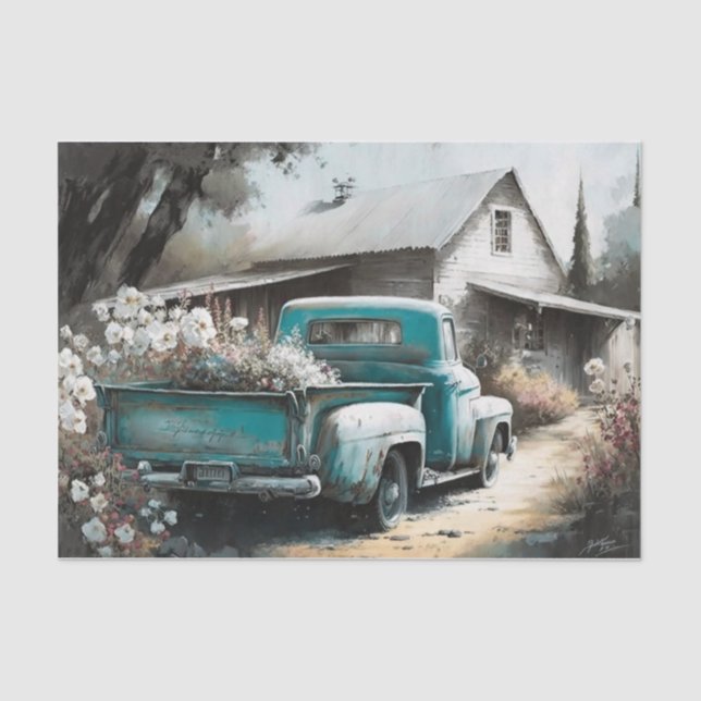 vintage Blue  Tissue Paper (Front)