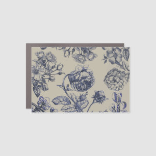 Vintage Blue Toile Botanical Floral Antique Patter Car Magnet