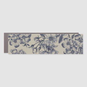 Vintage Blue Toile Botanical Floral Antique Patter Car Magnet