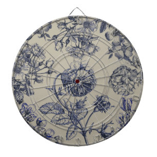 Vintage Blue Toile Botanical Floral Antique Patter Dart Board