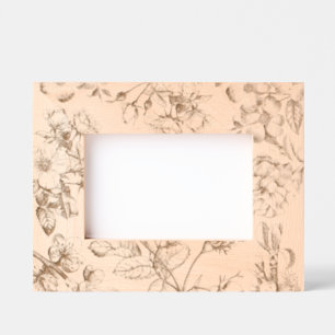 Vintage Blue Toile Botanical Floral Antique Patter Engraved Frames