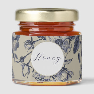 Vintage Blue Toile Botanical Floral Antique Patter Honey Jar Favors