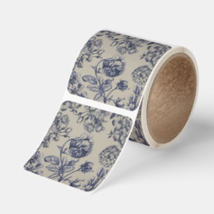 Vintage Blue Toile Botanical Floral Antique Patter Square Sticker