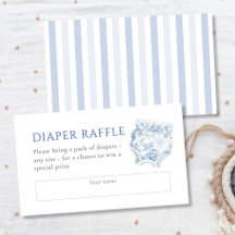 Vintage Blue Toile Boy Baby Shower Diaper Raffle