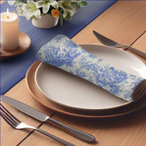 Vintage blue toile de jouy printed cloth napkin