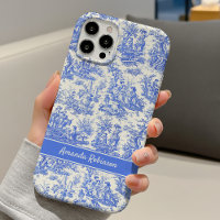 Vintage blue toile de jouy printed