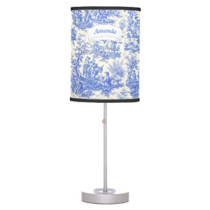 Vintage blue toile de jouy printed table lamp