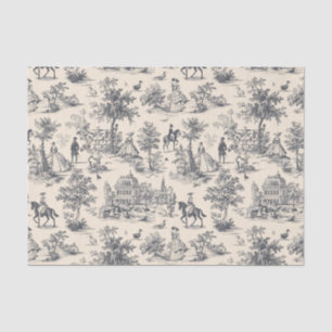 Vintage Blue Toile De Jouy  Tissue Paper