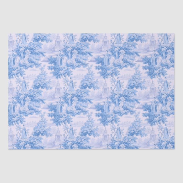 Vintage blue toile de joy tissue paper (Front)