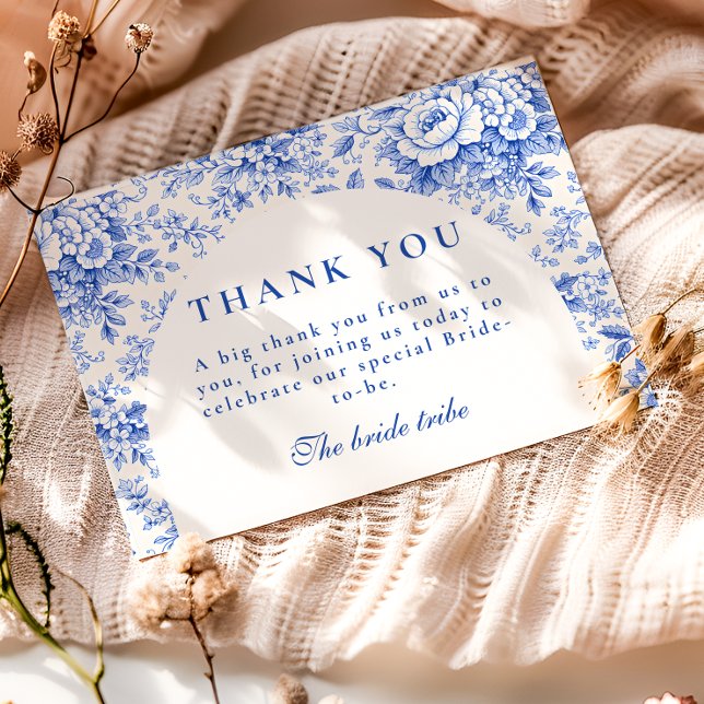 Vintage Blue Toile Garden Bridal Shower Thank You Card (Creator Uploaded)