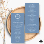 Vintage Blue Toile Monogram Wedding Programs<br><div class="desc">If you love timeless style, bring a touch of romance to your big day and step into a world of vintage romance with these French Toile de Jouy style wedding programs. The design is detailed with vintage ornate monogram wreath in dusty blue that hint at timeless beauty and charm. With...</div>