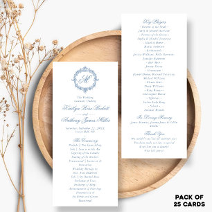 Vintage Blue Toile Monogram Wedding Programs