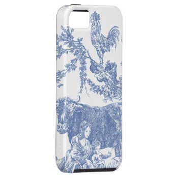 Vintage Blue Toile Pattern - Cow & Roster Iphone Se/5/5s Case by In_case at Zazzle