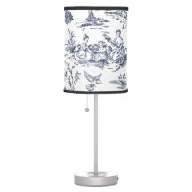 Vintage Blue Toile Pattern Lamp | French Country C