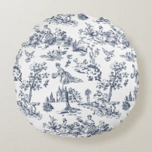 Vintage Blue Toile Throw Pillow | French Country P