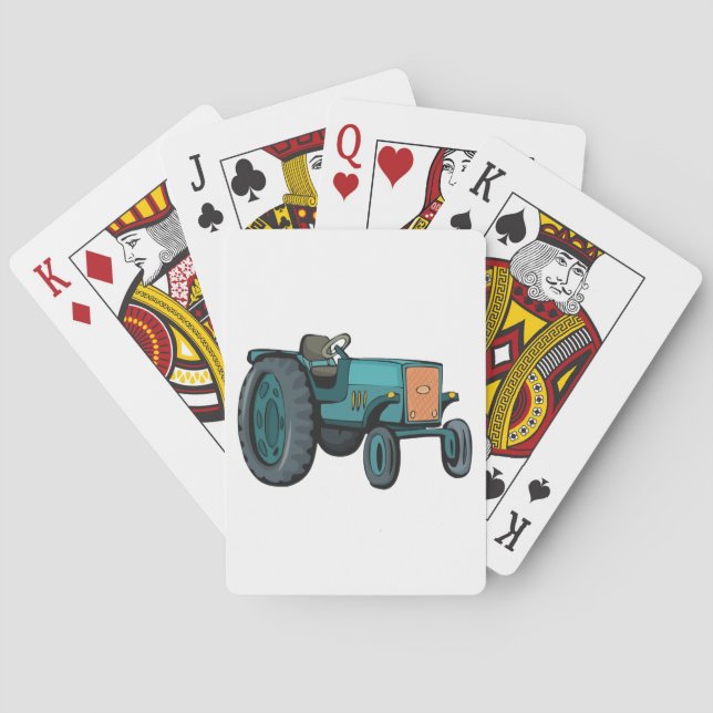 Vintage Blue Tractor Farm Life Poker Cards (Back)